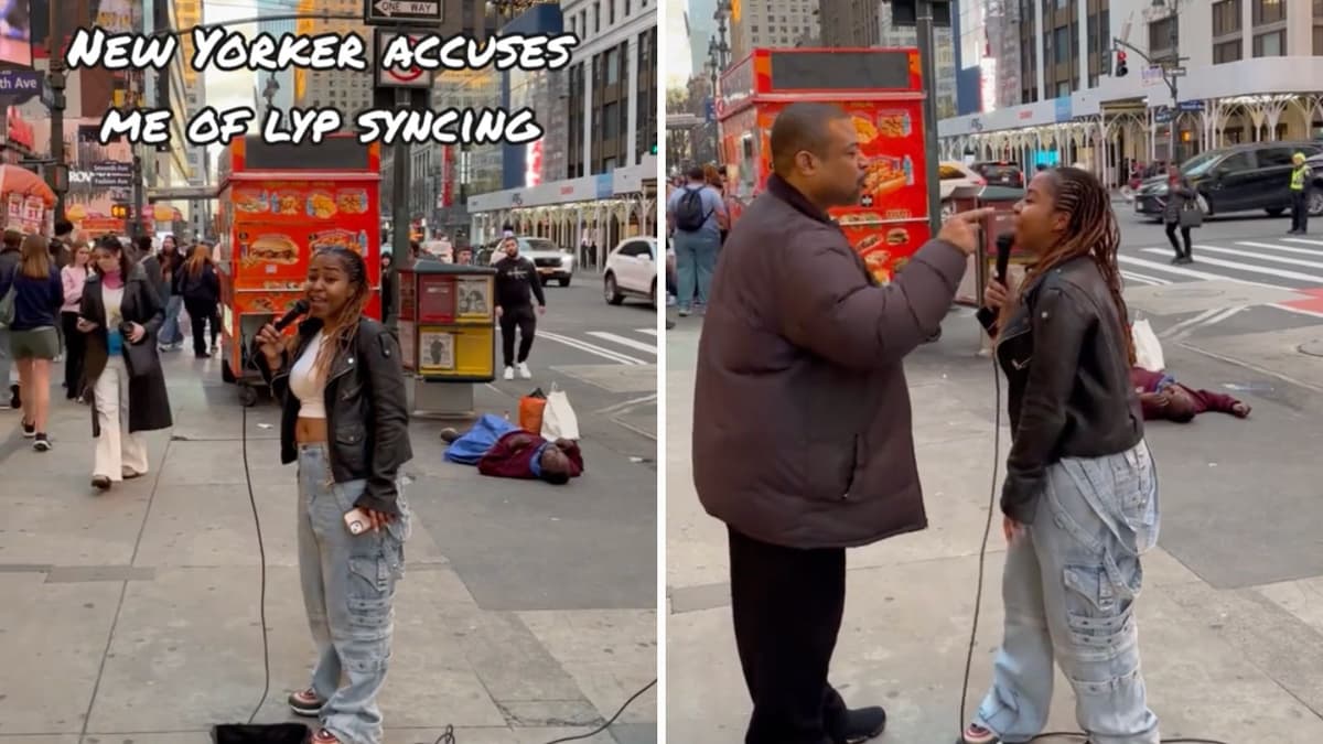 TikTok busker shuts down man harassing her