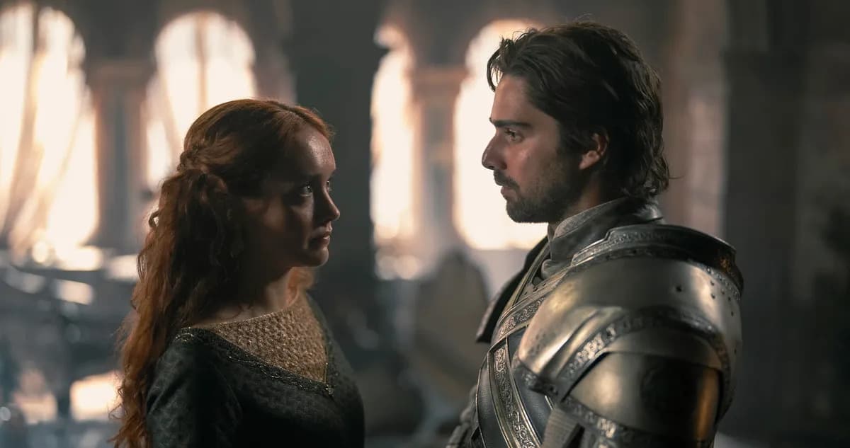 Olivia Cooke and Fabien Frankel as Alicent and Criston in House of the Dragon