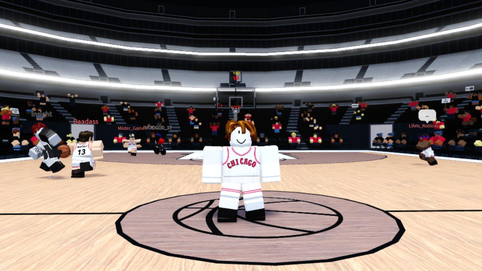 Player standing on court in Basketball Legends