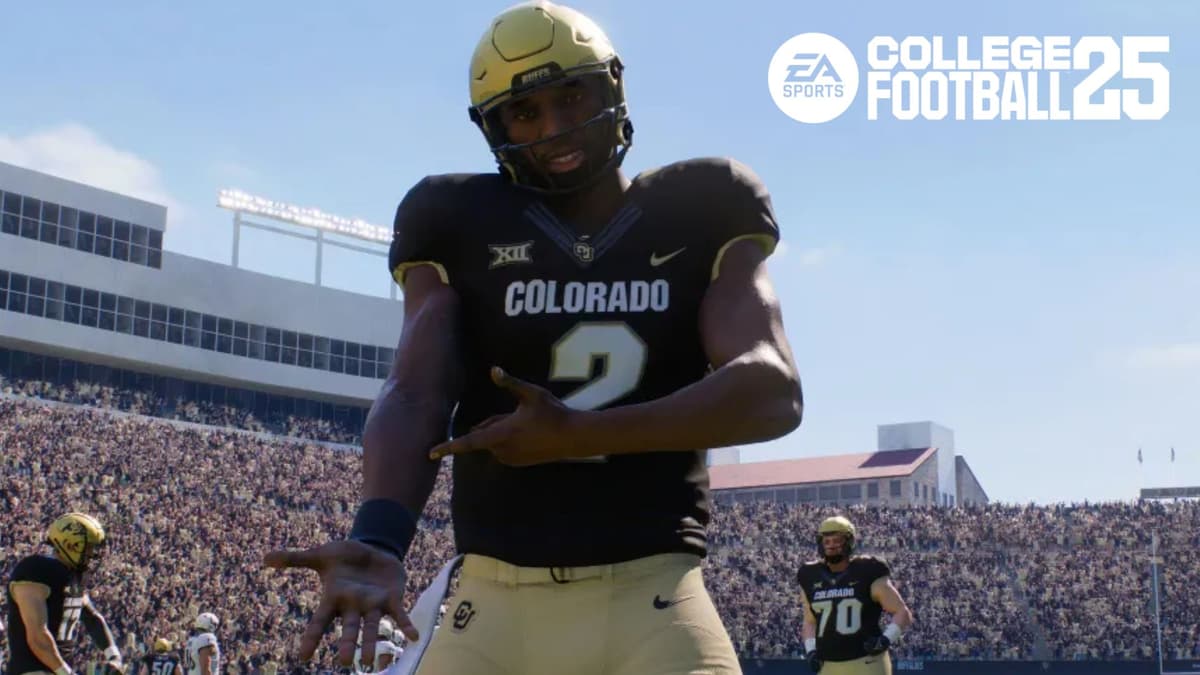 Colorado's Shedeur Sanders celebrating in College Football 25