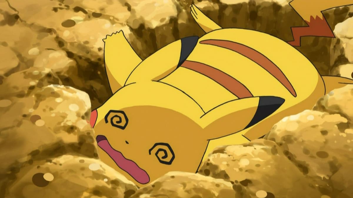 Fainted Pikachu from Pokemon anime.