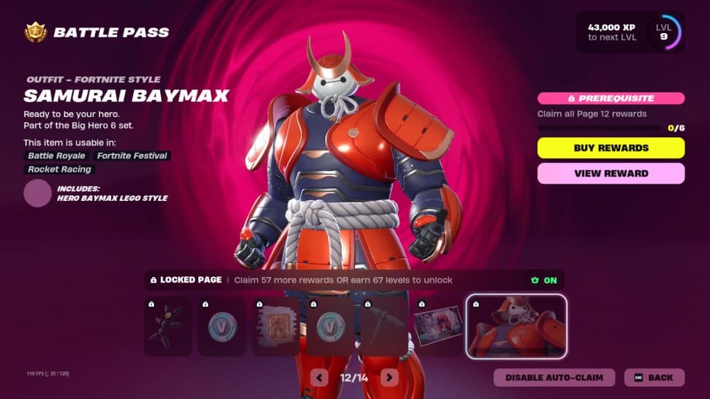 Fortnite Baymax in the Chapter 6 Season 1 Battle Pass.