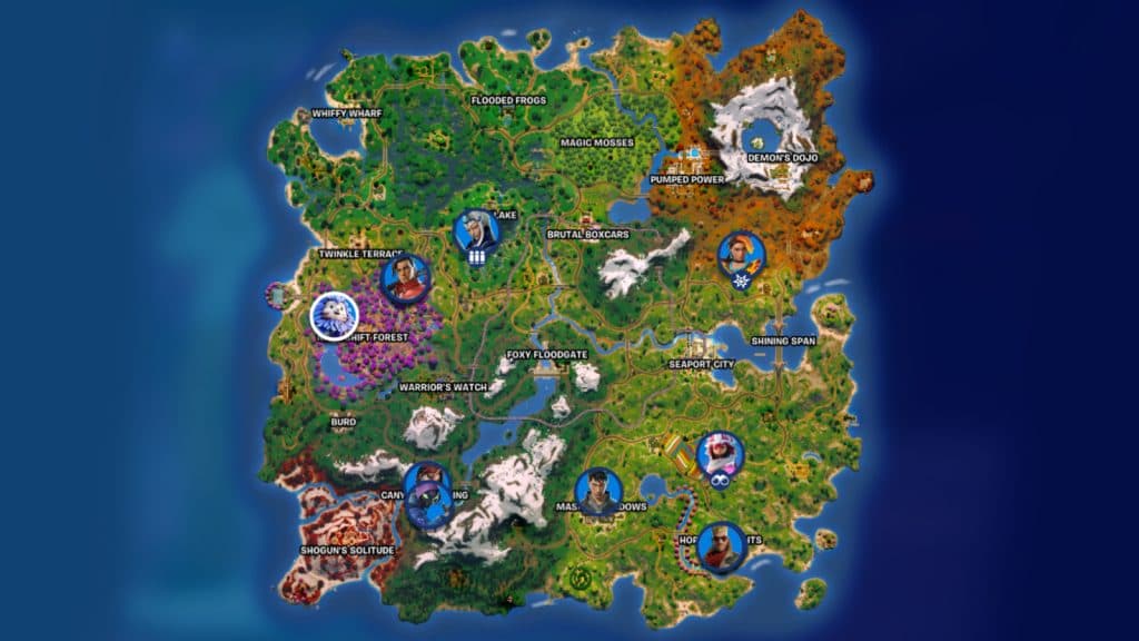 Fortnite NPC characters on the Chapter 6 map.