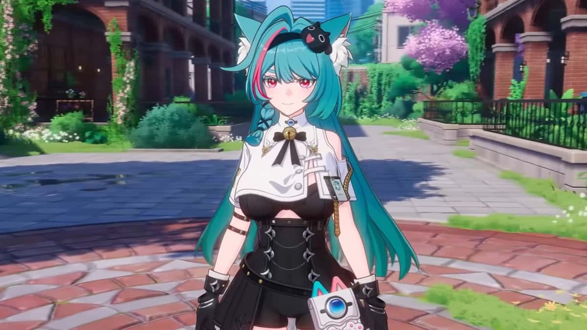 anime cat girl with blue hair