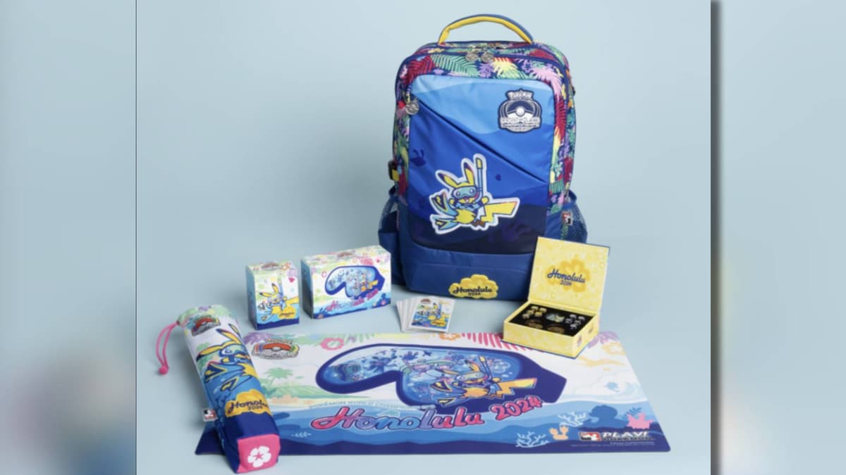 Several Pokemon merch items are visible