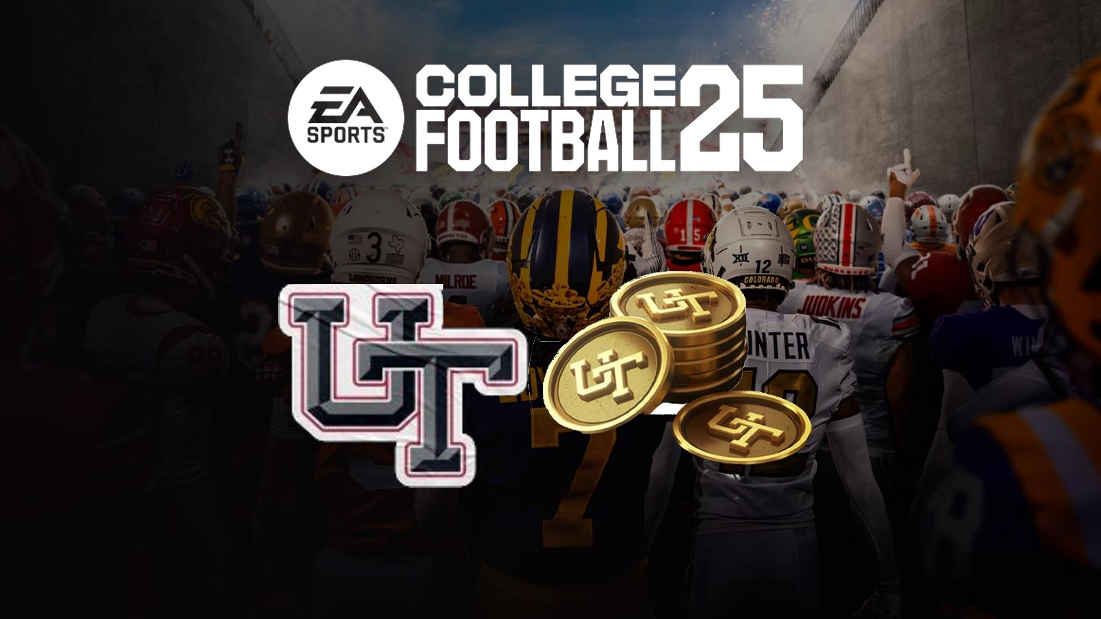 college football cover with ultimate team logo and coins