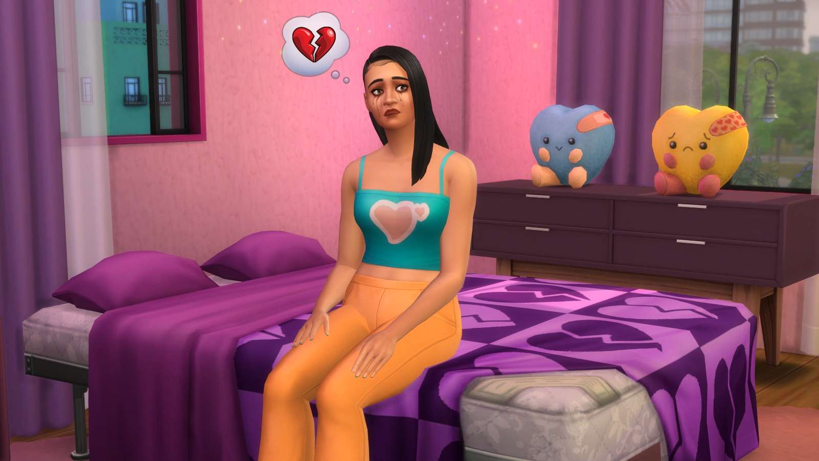 A brokenhearted Sims in the Lovestruck expansion