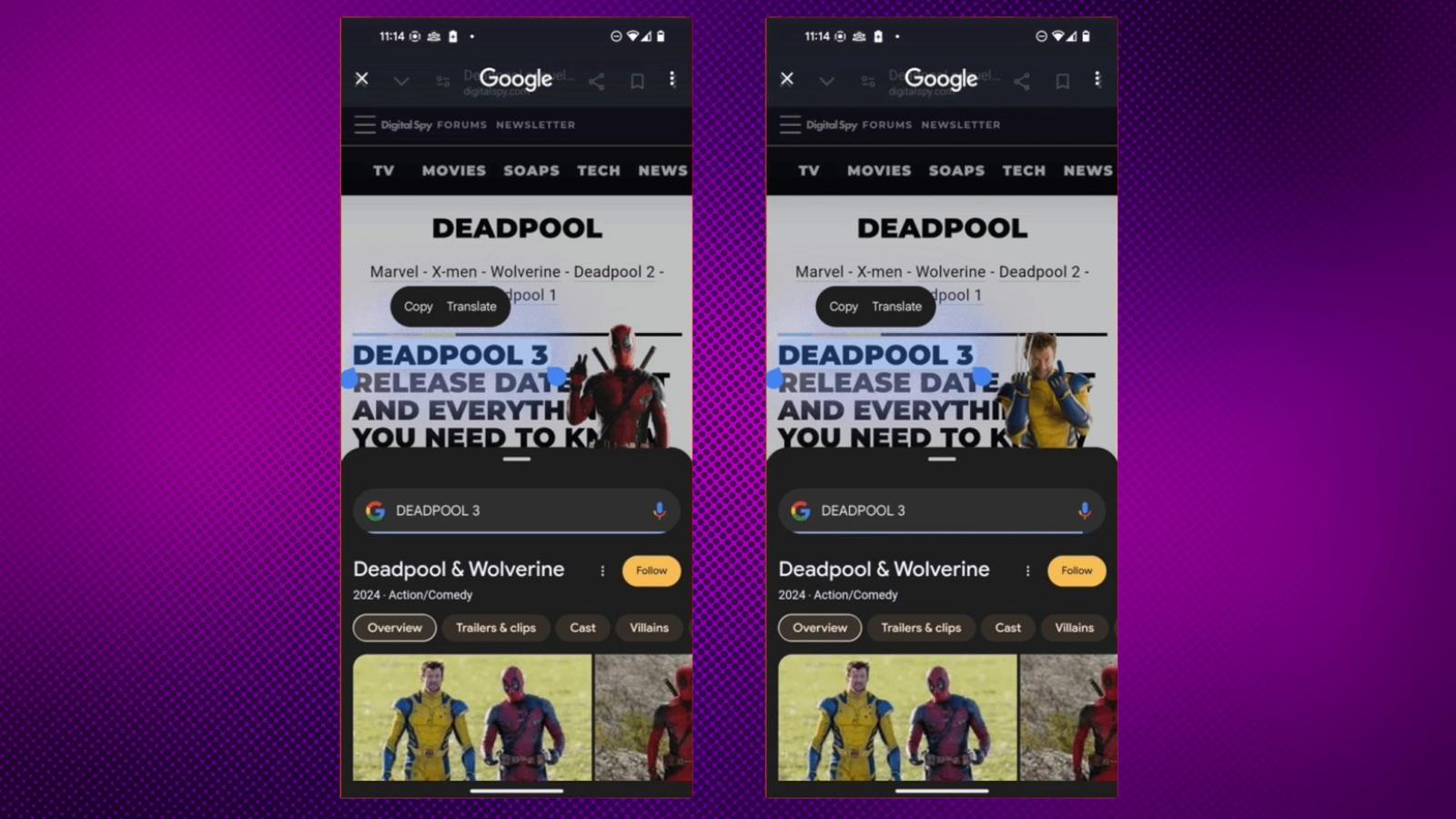 Deadpool and Wolverine animation on Android