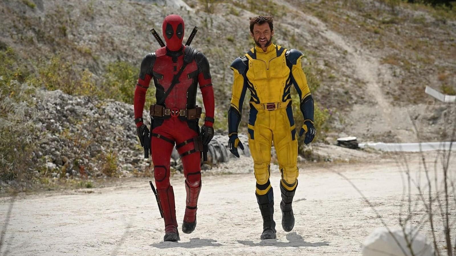 Deadpool and Wolverine walking through the Void.
