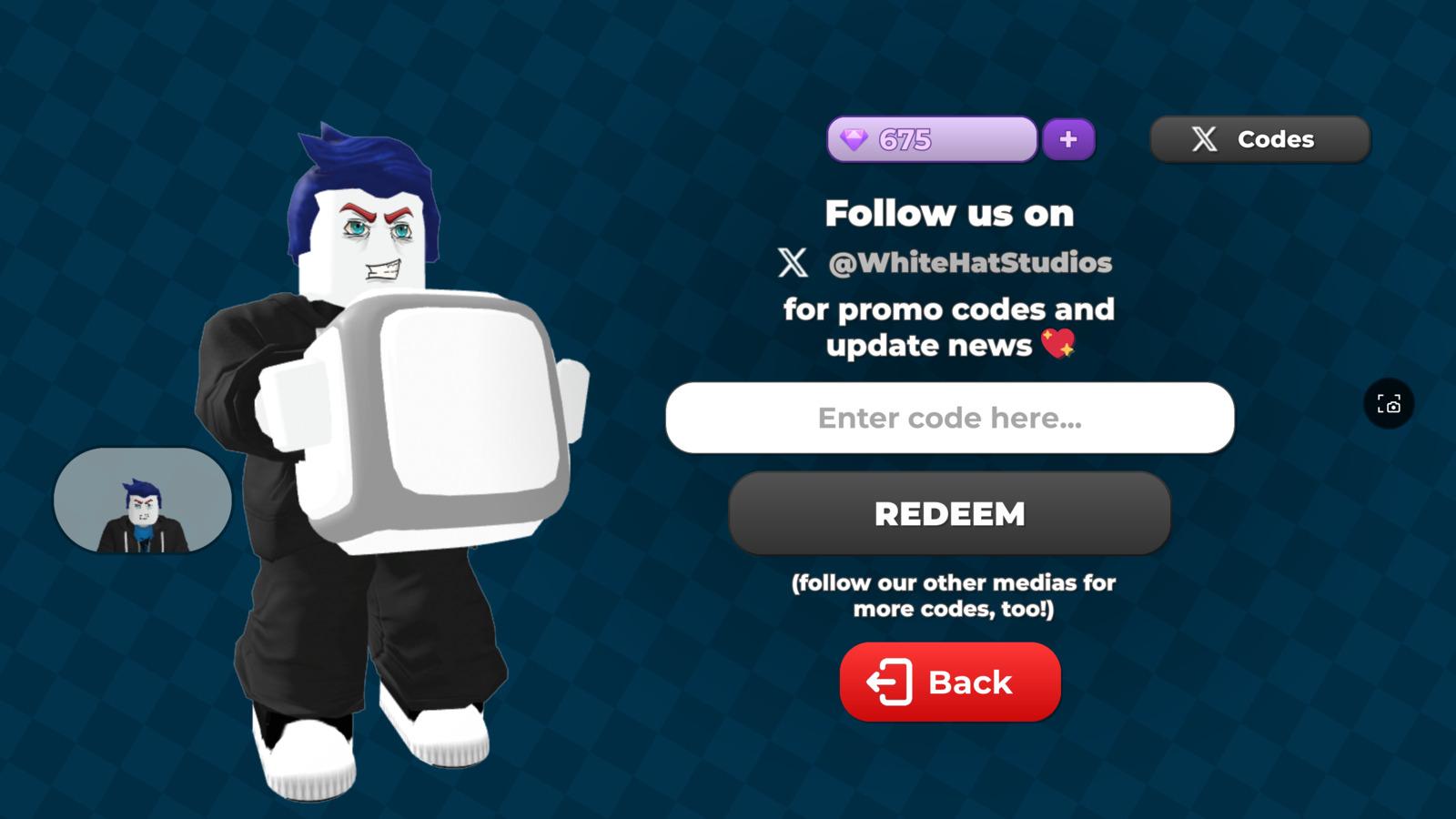 redeem code box for Roblox party