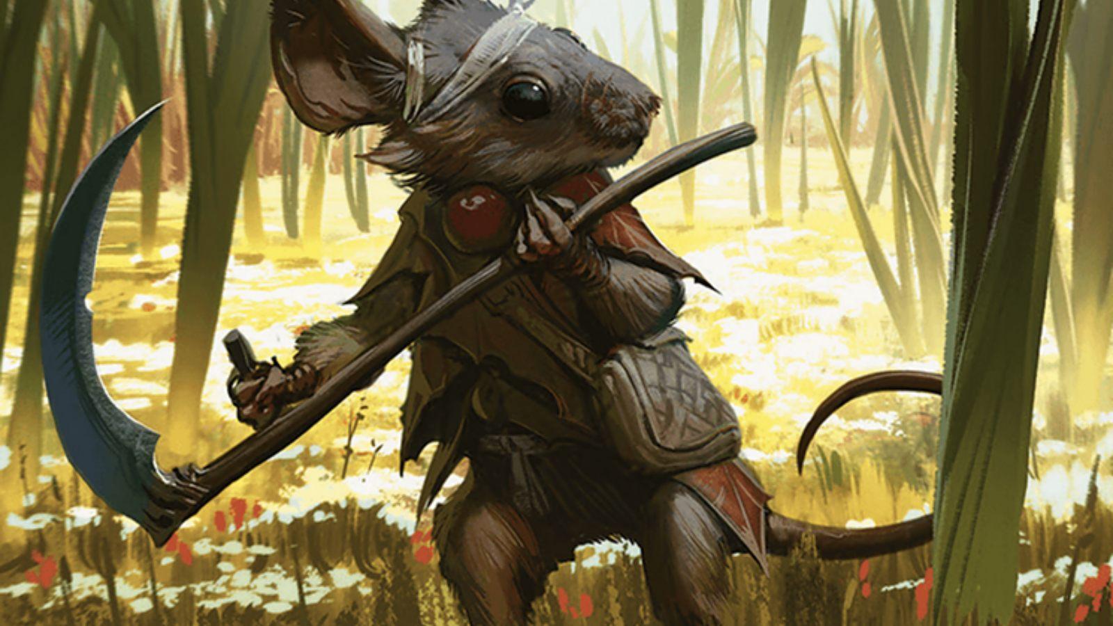 Bloomburrow mouse holding scythe
