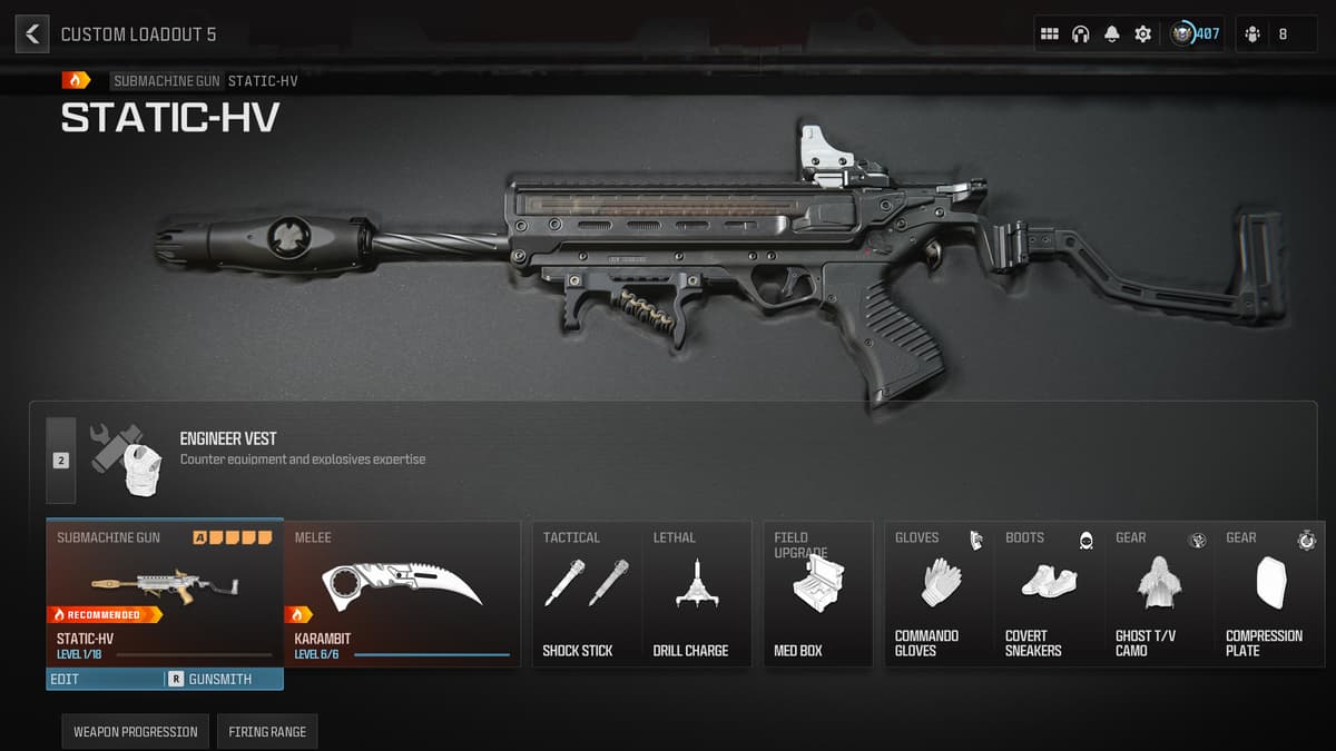 The best perks and equipment to use with the Static-HV in Modern Warfare 3.