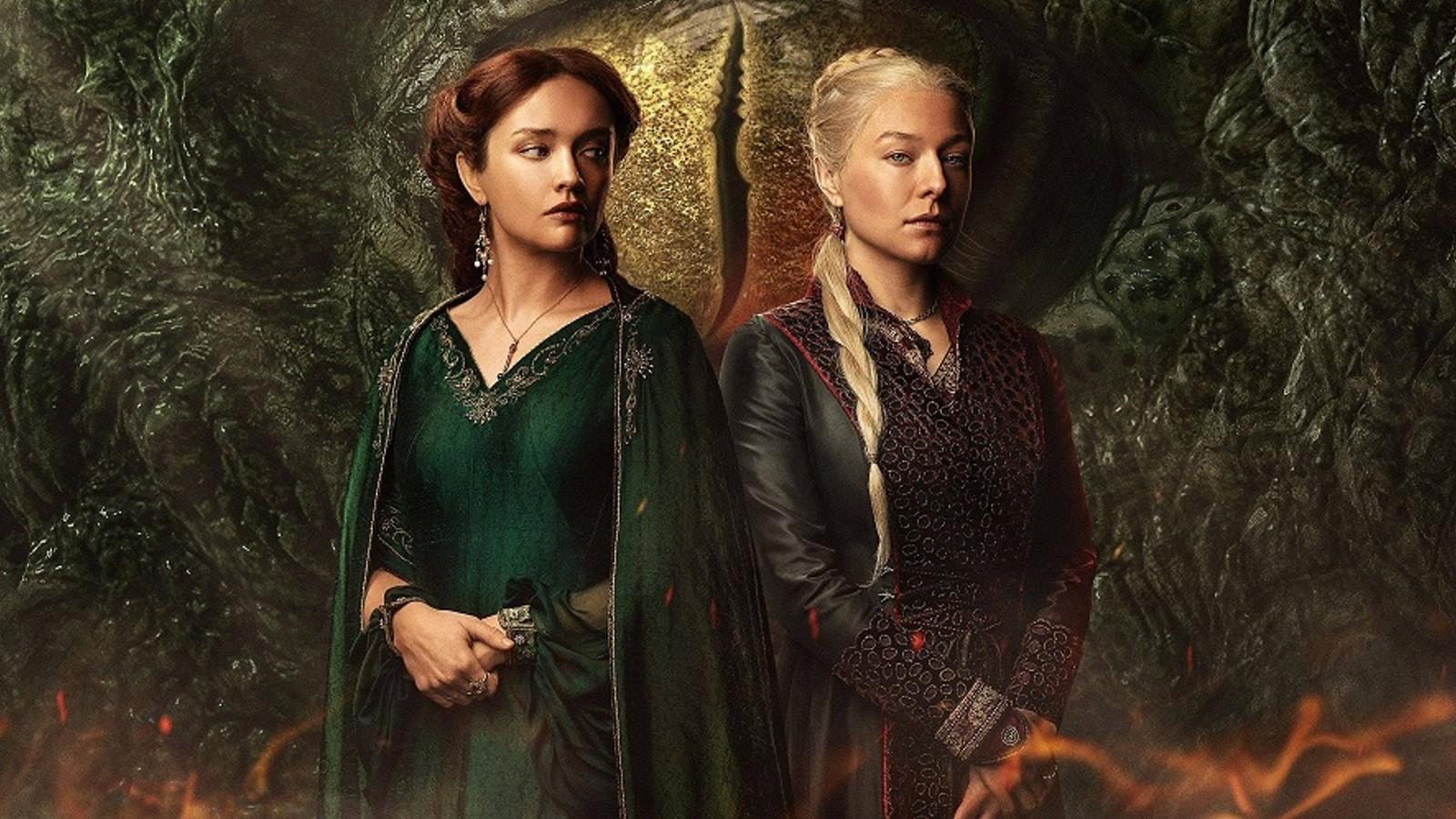 Alicent and Rhaenyra on the House of the Dragon Season 2 poster