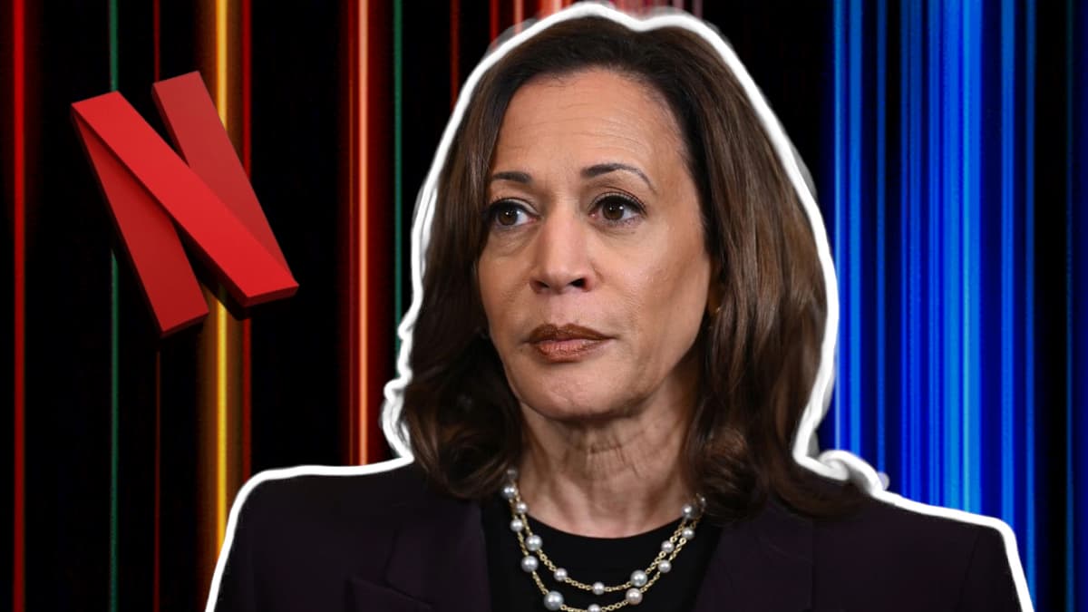 Kamala Harris and the Netflix logo