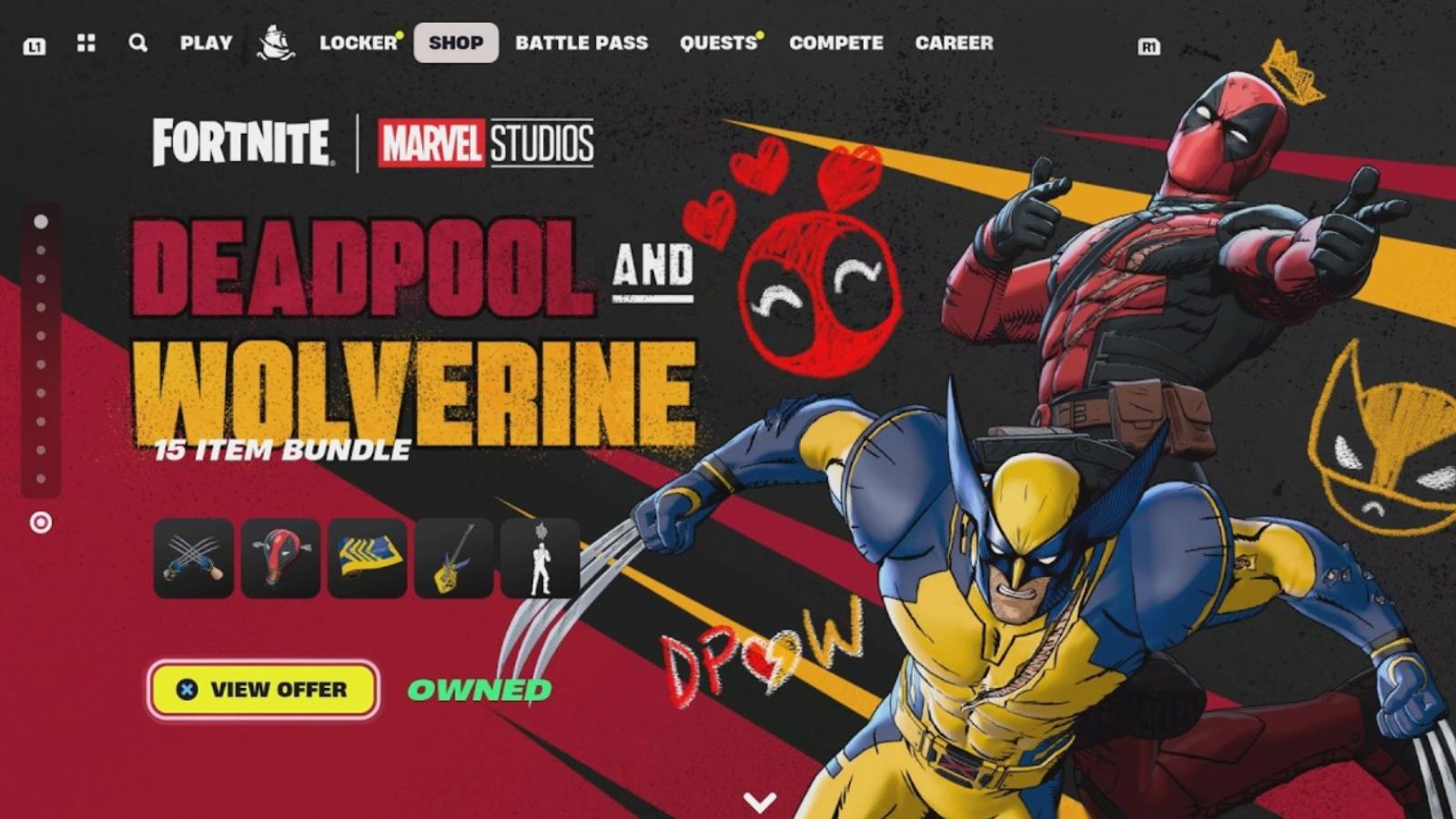 Fortnite Deadpool & Wolverine skin bundle.