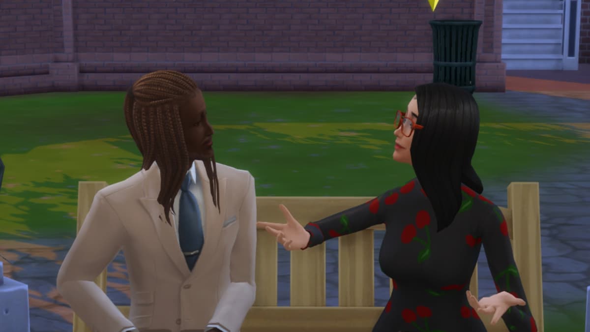 A screenshot featuring a Sim giving romance advice in The Sims 4.