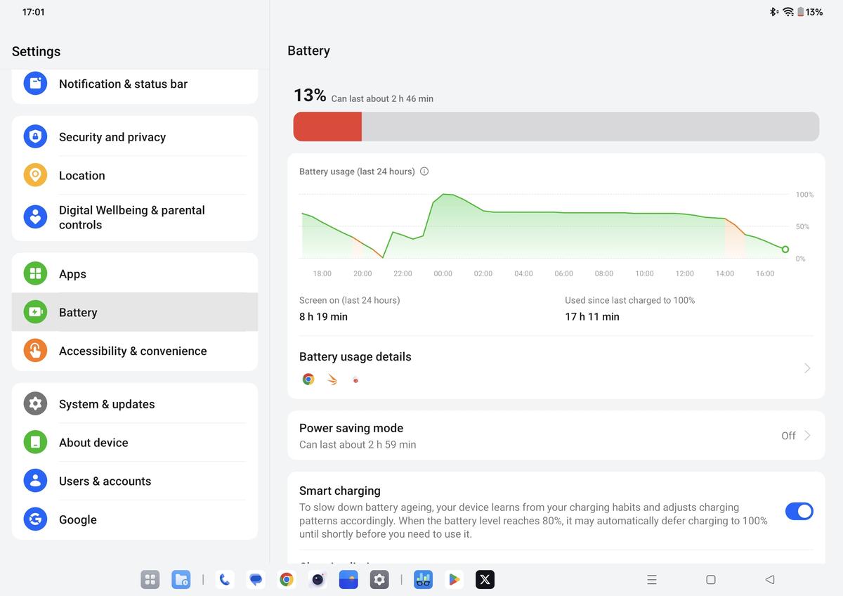 OnePlus Pad 2 Battery stats