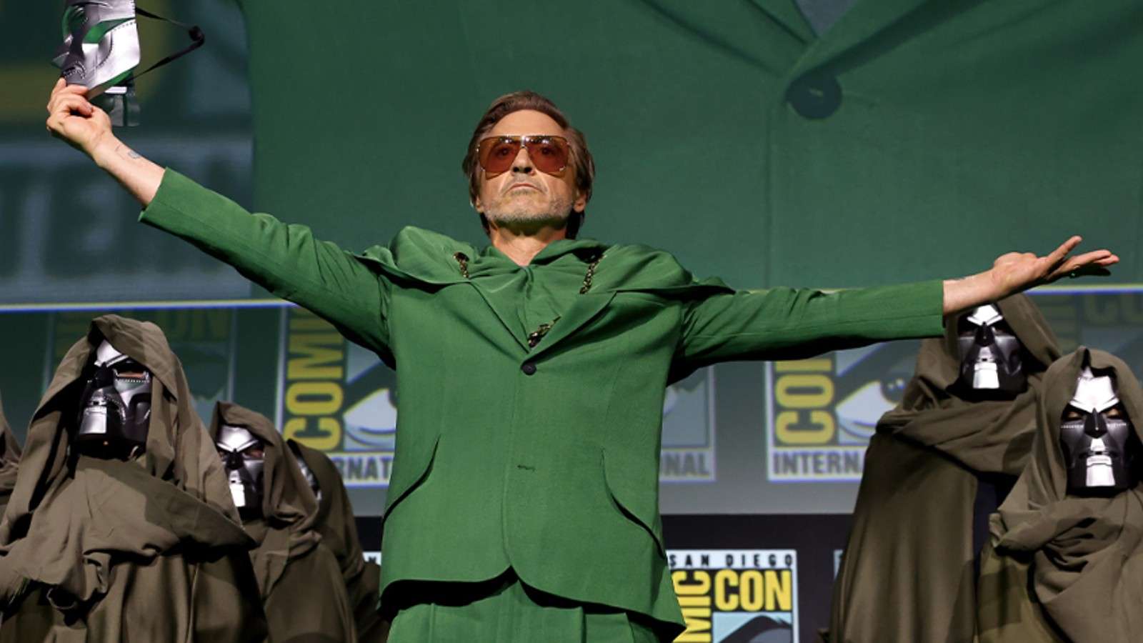 Robert Downey Jr. being announced as Doctor Doom