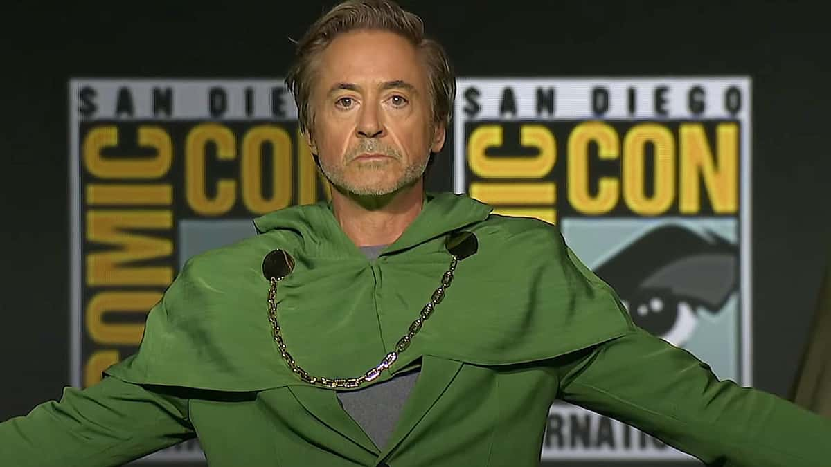 Robert Downey Jr revealing he's Doctor Doom at San Diego Comic-Con 2024