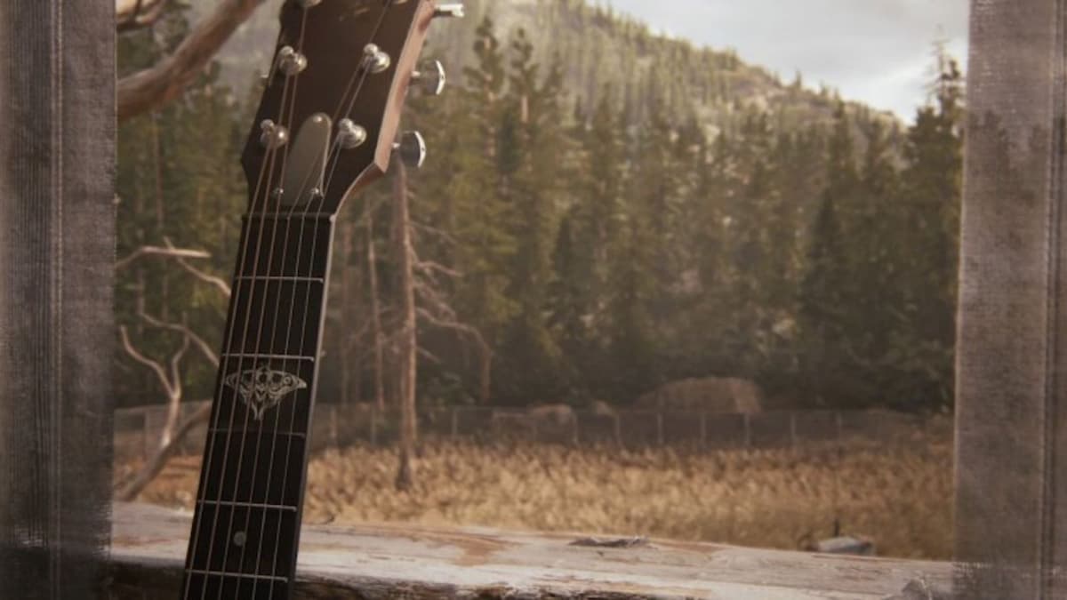 The Last of Us Part 2's ending shot of Joel's guitar.