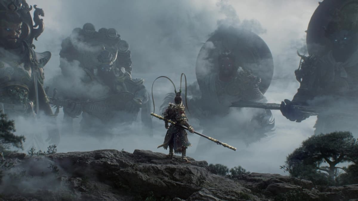 Son Wukong facing giants in Black Myth: Wukong