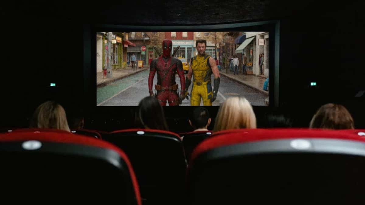 A shot from Deadpool and Wolverine edited onto a cinema screen