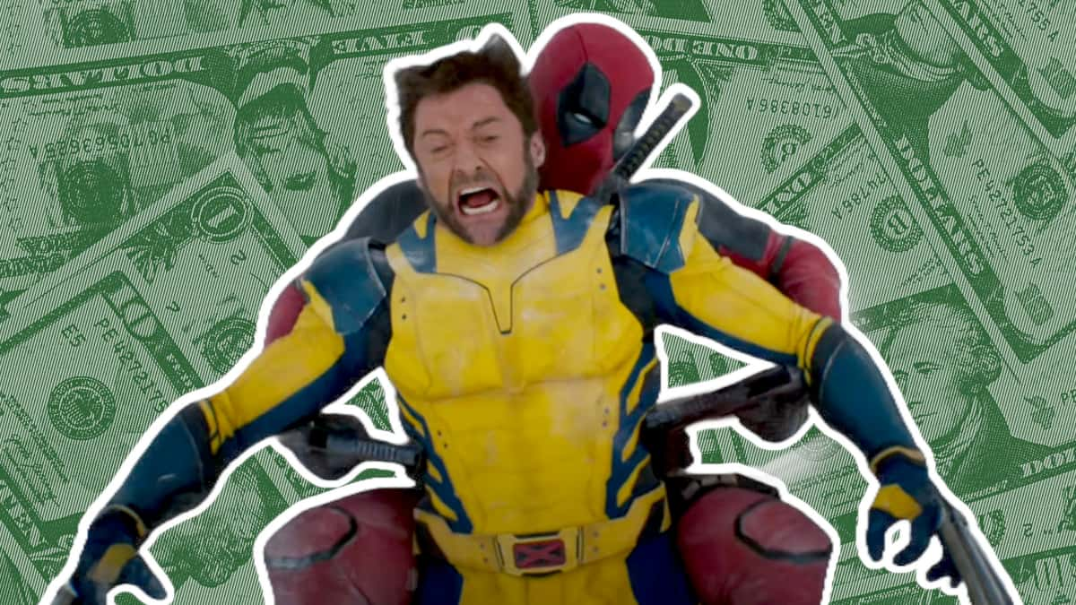 Deadpool and Wolverine with money behind them