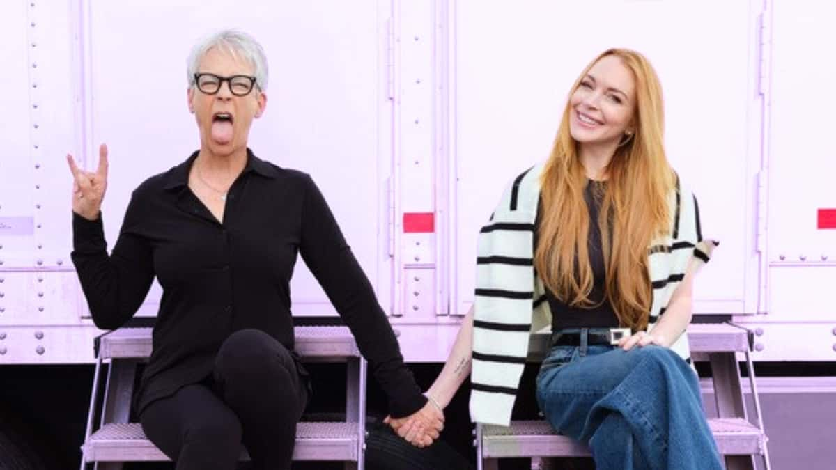 Lindsay Lohan and Jamie Lee Curtis on the set of Freaky Friday 2.