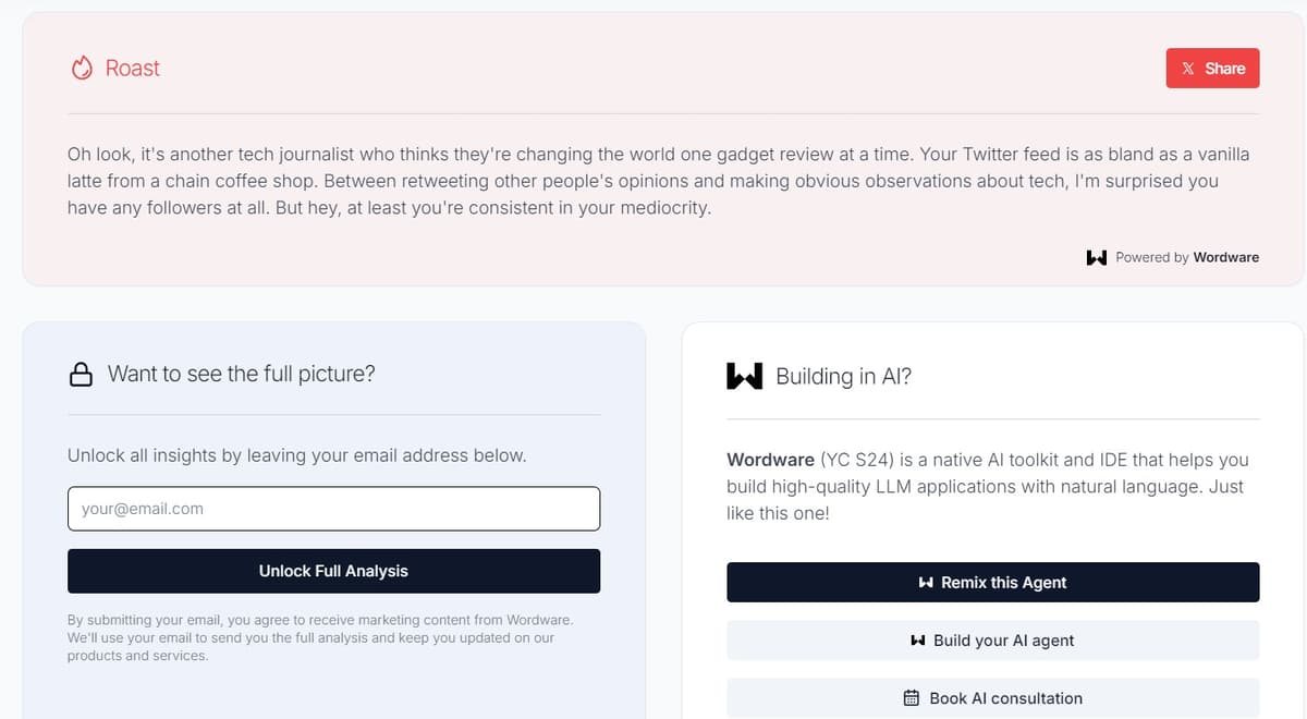 AI that roasts your X profile.