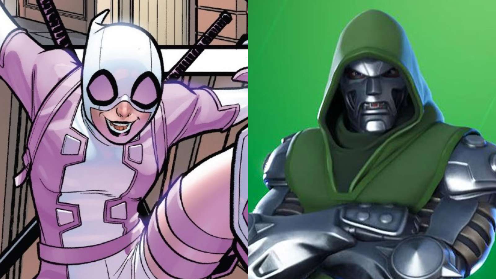 Gwenpool and Doctor Doom from Marvel.