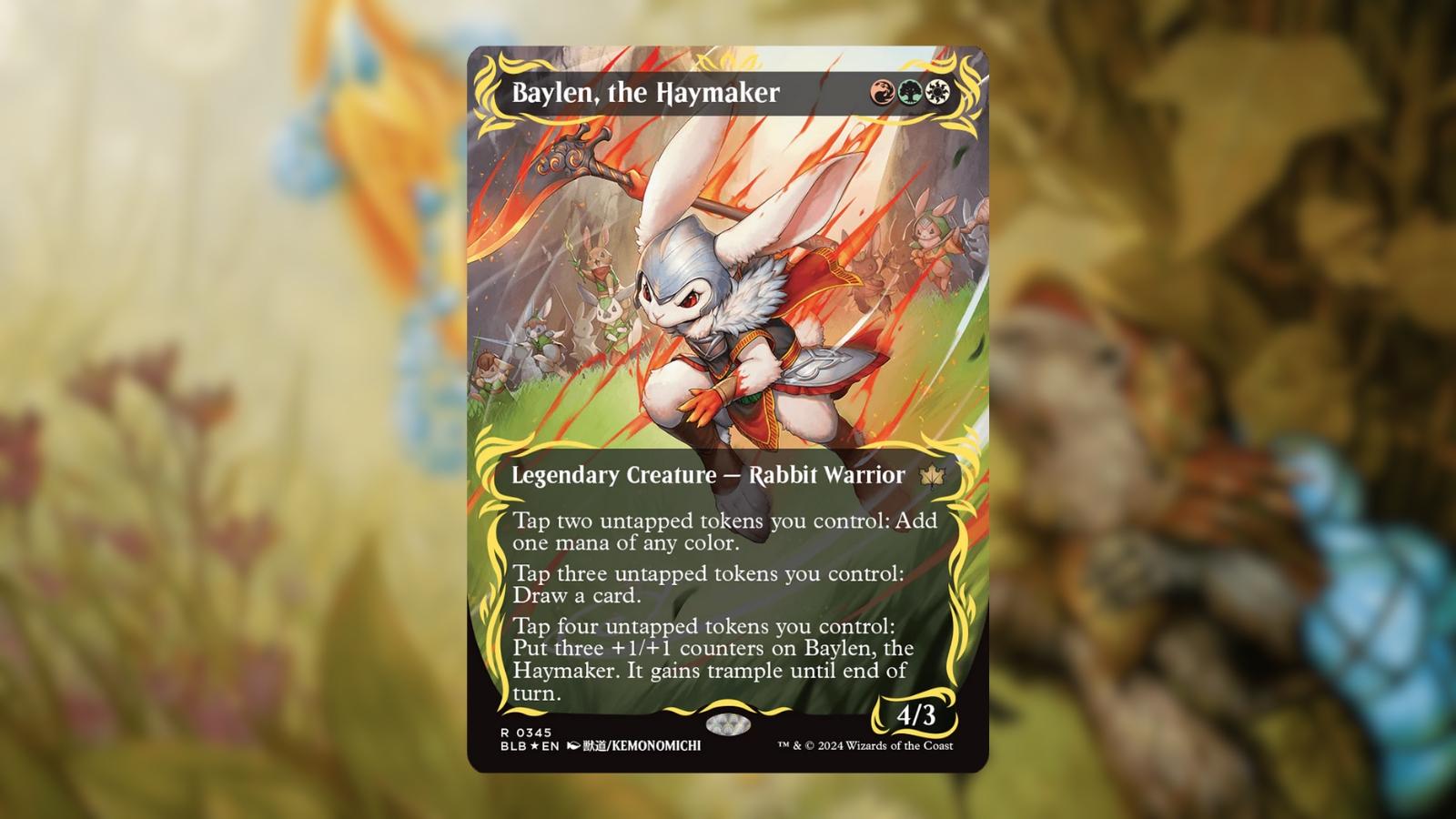 MTG Bloomburrow Raised Foil Anime Cards Baylen the Haymaker