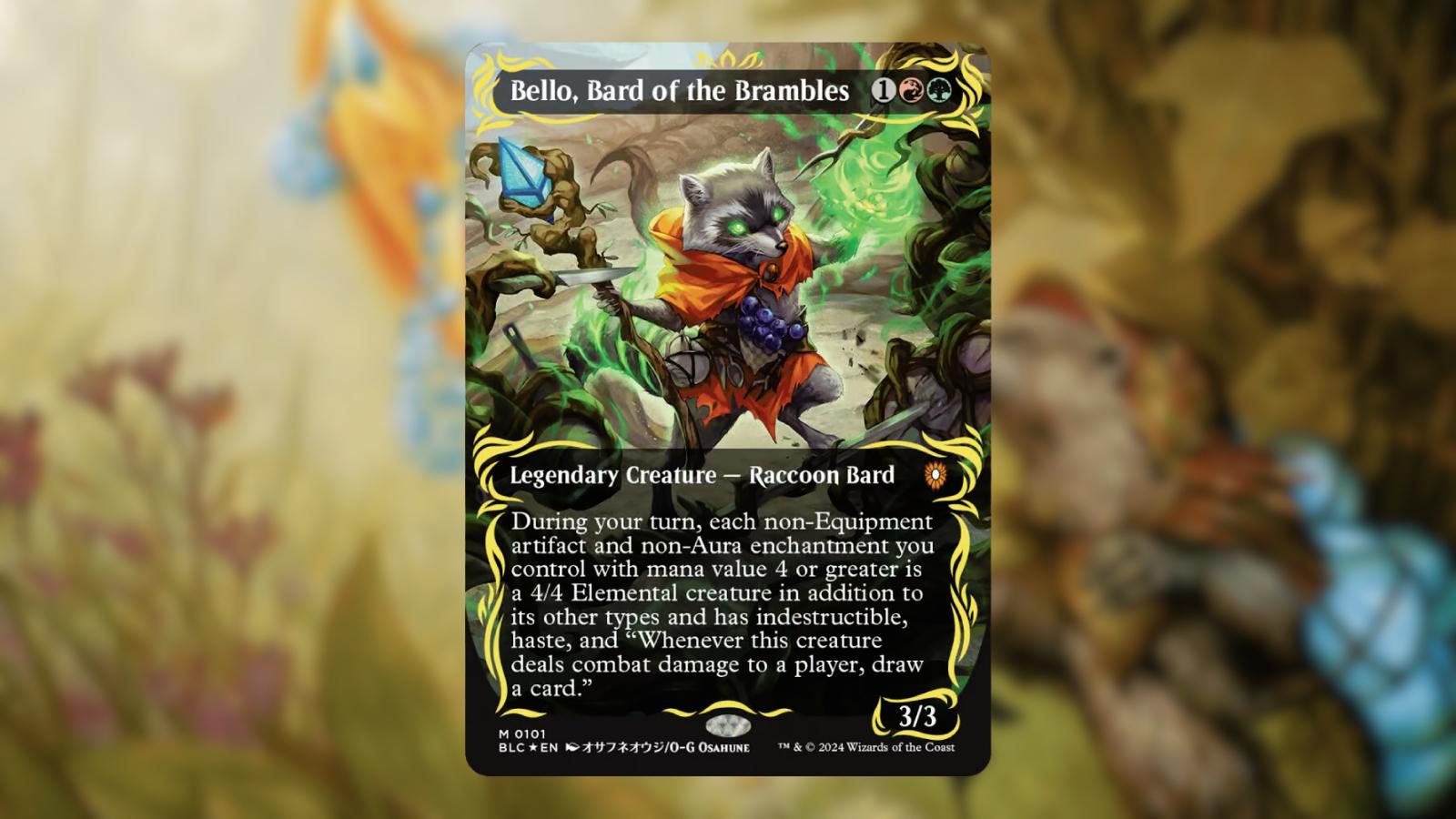 MTG Bloomburrow Raised Foil Anime Cards Bello Bard of the Brambles