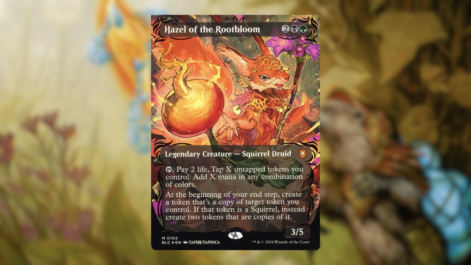 MTG Bloomburrow Raised Foil Anime Cards Hazel of the Rootbloom