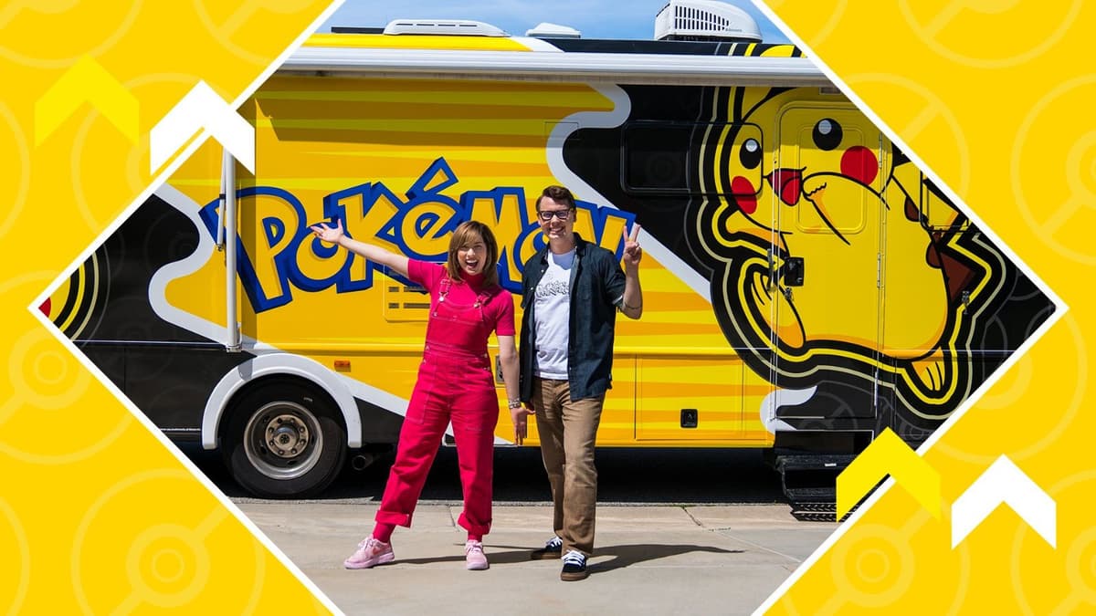 Pokemon Trainer Tour hosts with Pokemon Pikachu bus.