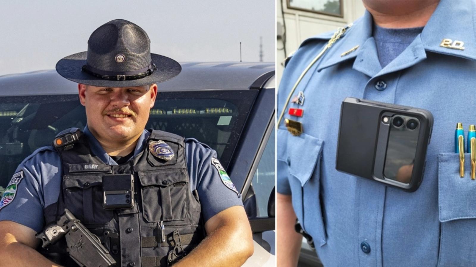 Cops wearing Galaxy Z Flip phones as bodycam