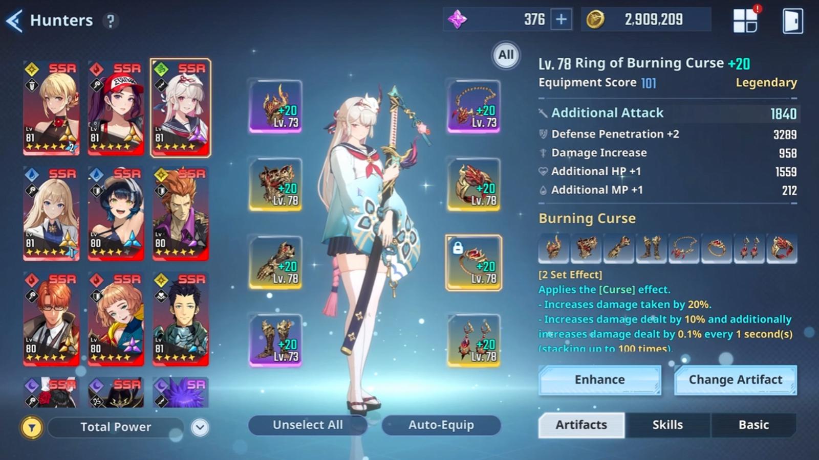 Amamiya Mirei best Artifacts in Solo Leveling Arise.