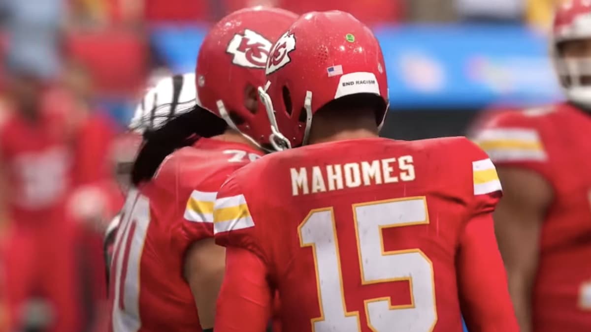 An image of Patrick Mahomes in Madden 25, one of the best quarterbacks in the game.