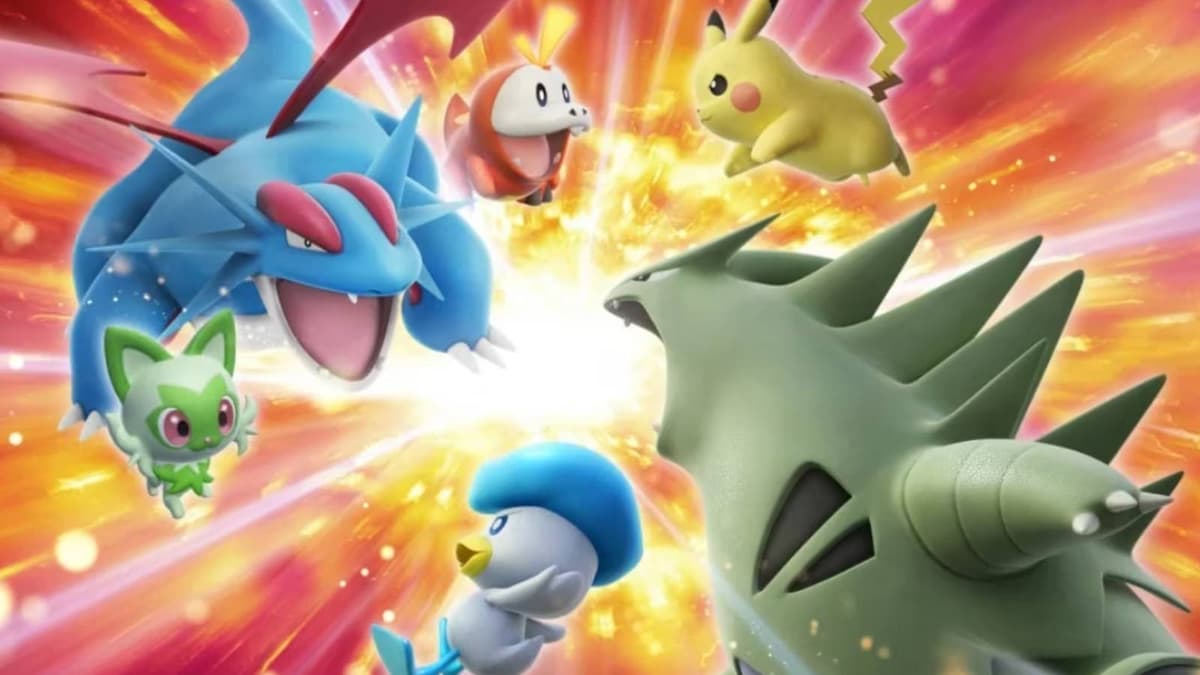 Pokemon Scarlet & Violet key art shows Tyranitar and Salamence in battle