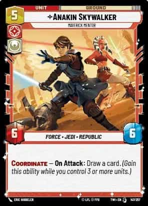 Anakin Skywalker card in Star Wars Unlimited