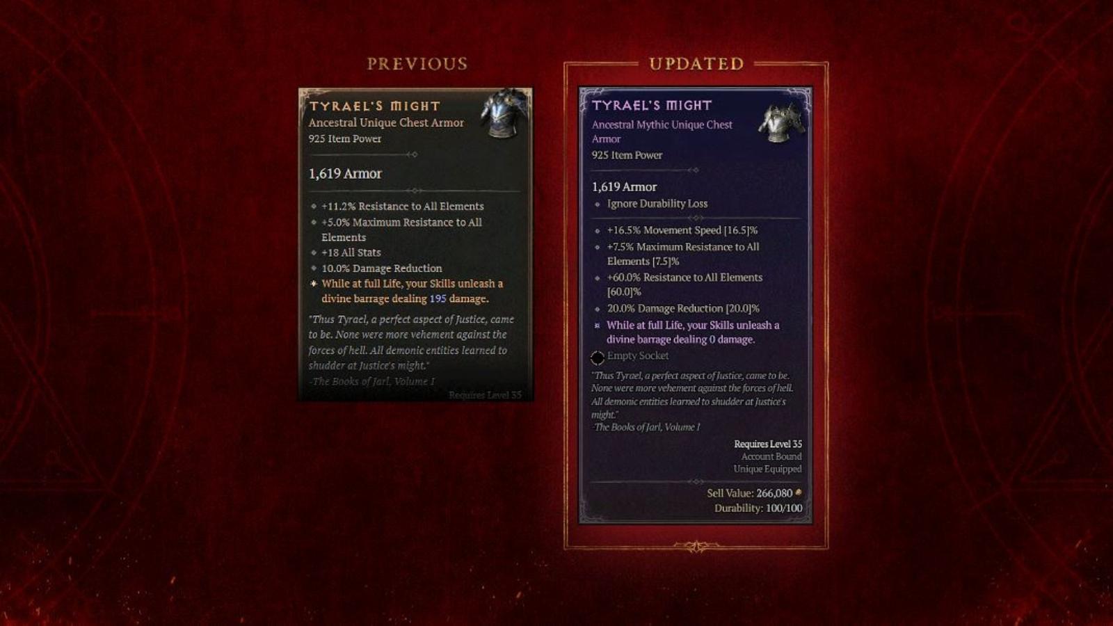 Diablo 4 Season 5 Uber Unique buffs: Mythic Uniques