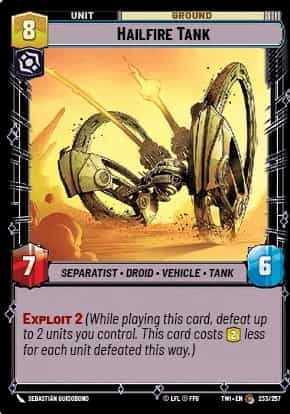 Hailfire Tank card in Star Wars Unlimited