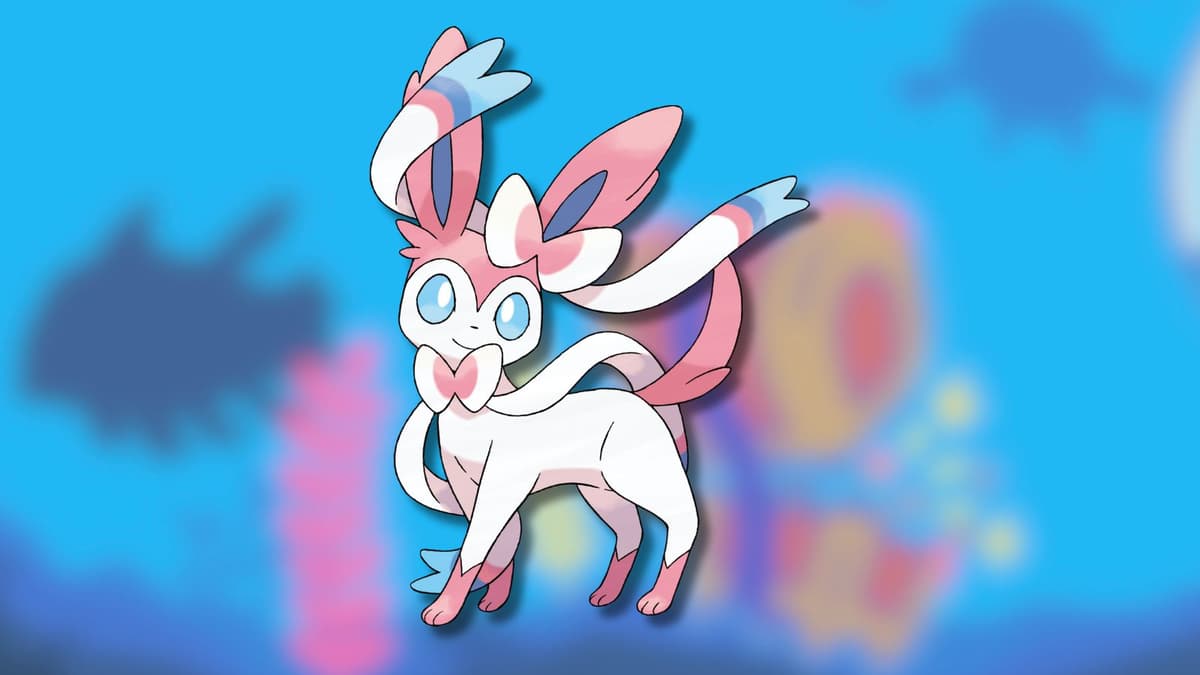 Sylveon with Pokemon Worlds underwater background.