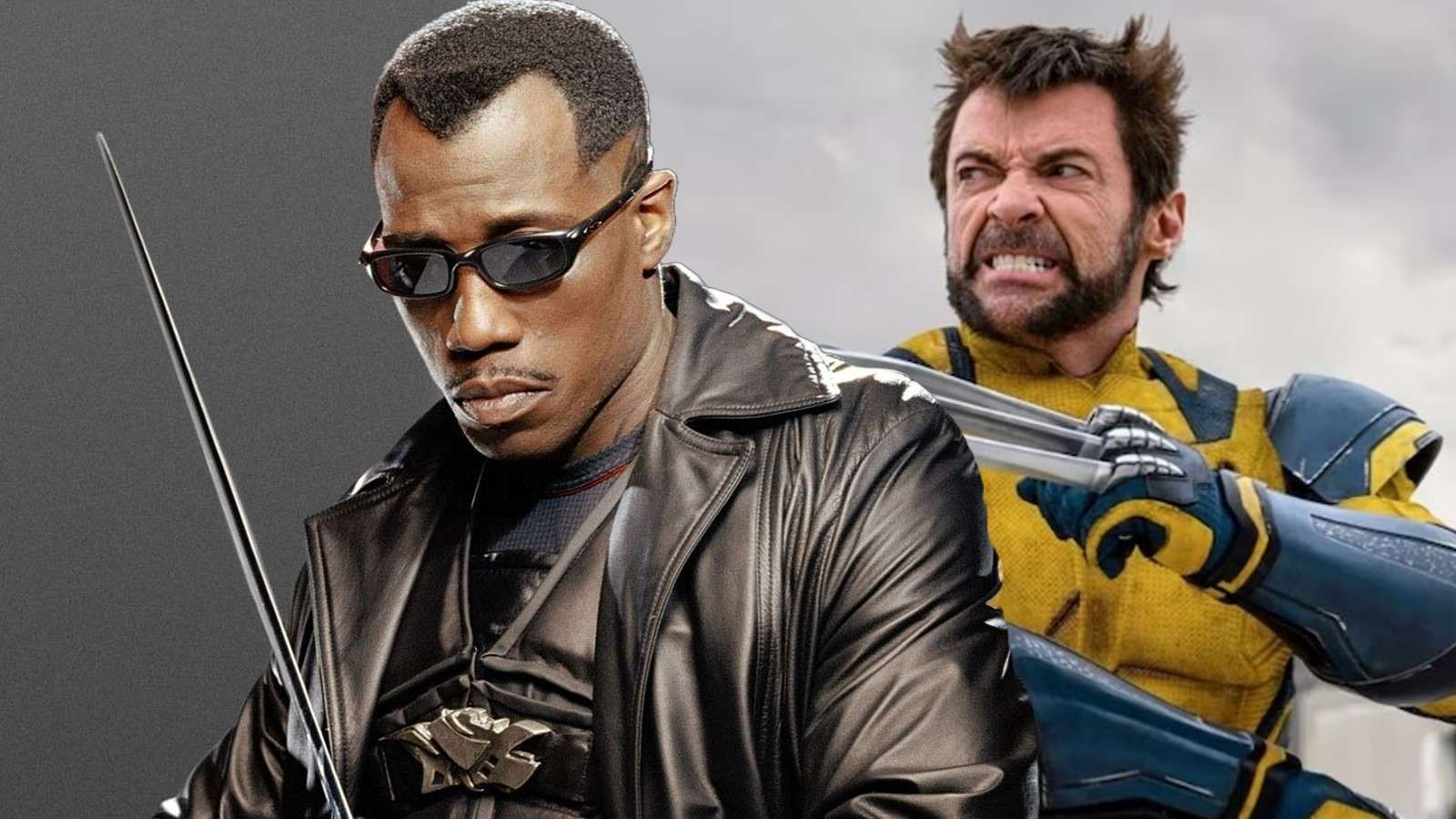 Wesley Snipes as Blade and Hugh Jackman as Wolverine