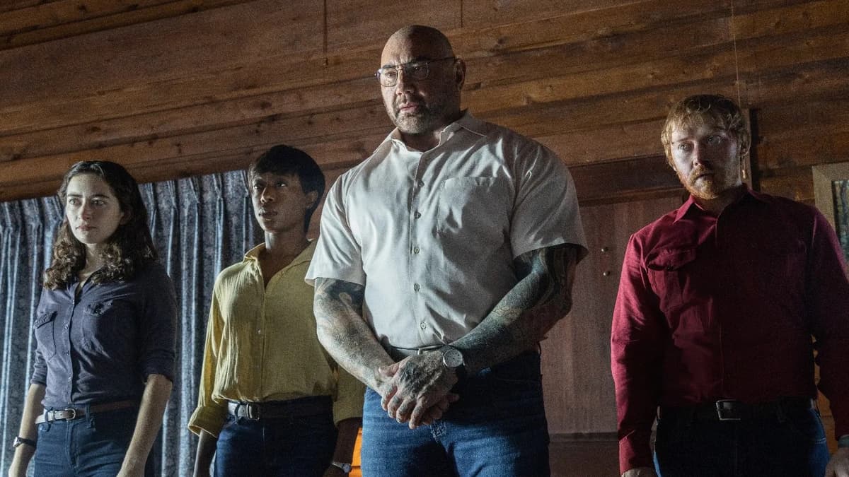 Dave Bautista and the cast of Knock at the Cabin