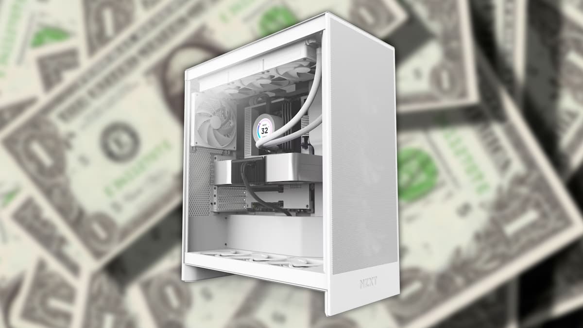 PC case from NZXT overlayed on money