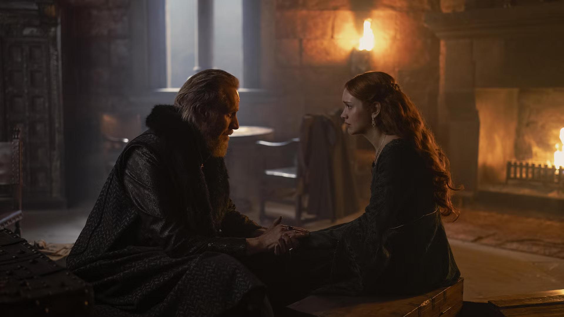 House of the Dragon Season 2 ending explained: Rhys Ifans as Otto Hightower and Olivia Cooke as Alicent Hightower