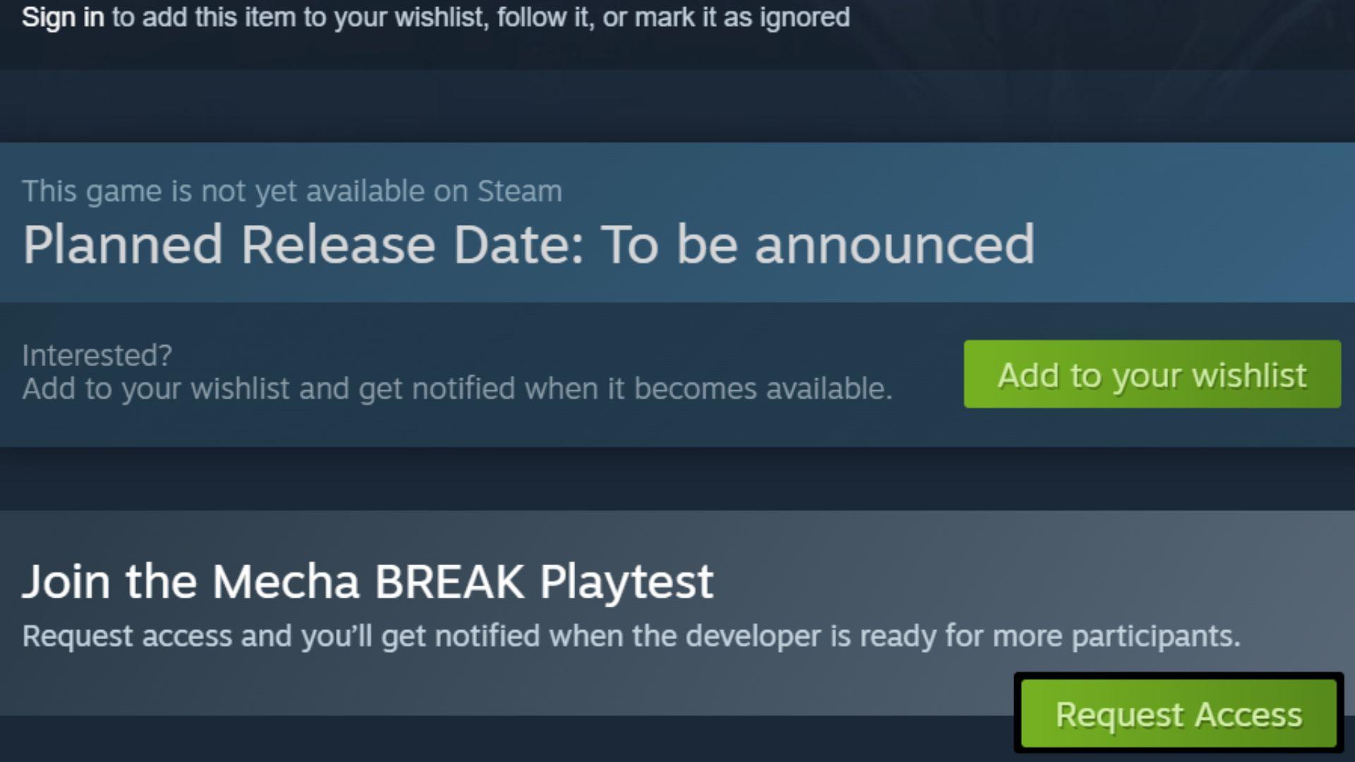 Страница магазина Mecha Break в Steam