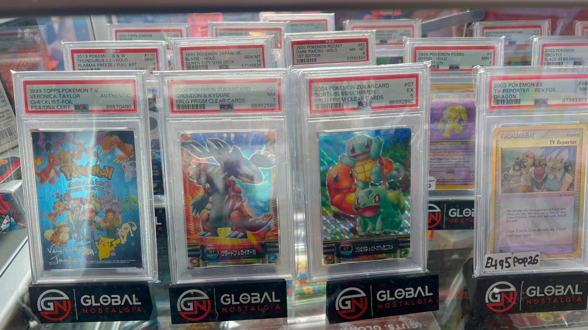 Slabbed Pokemon cards at London Card Show.