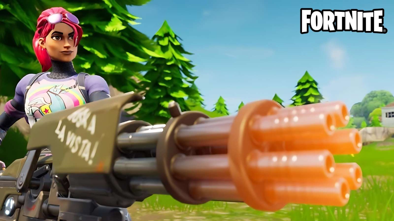 Minigun cover in Fortnite