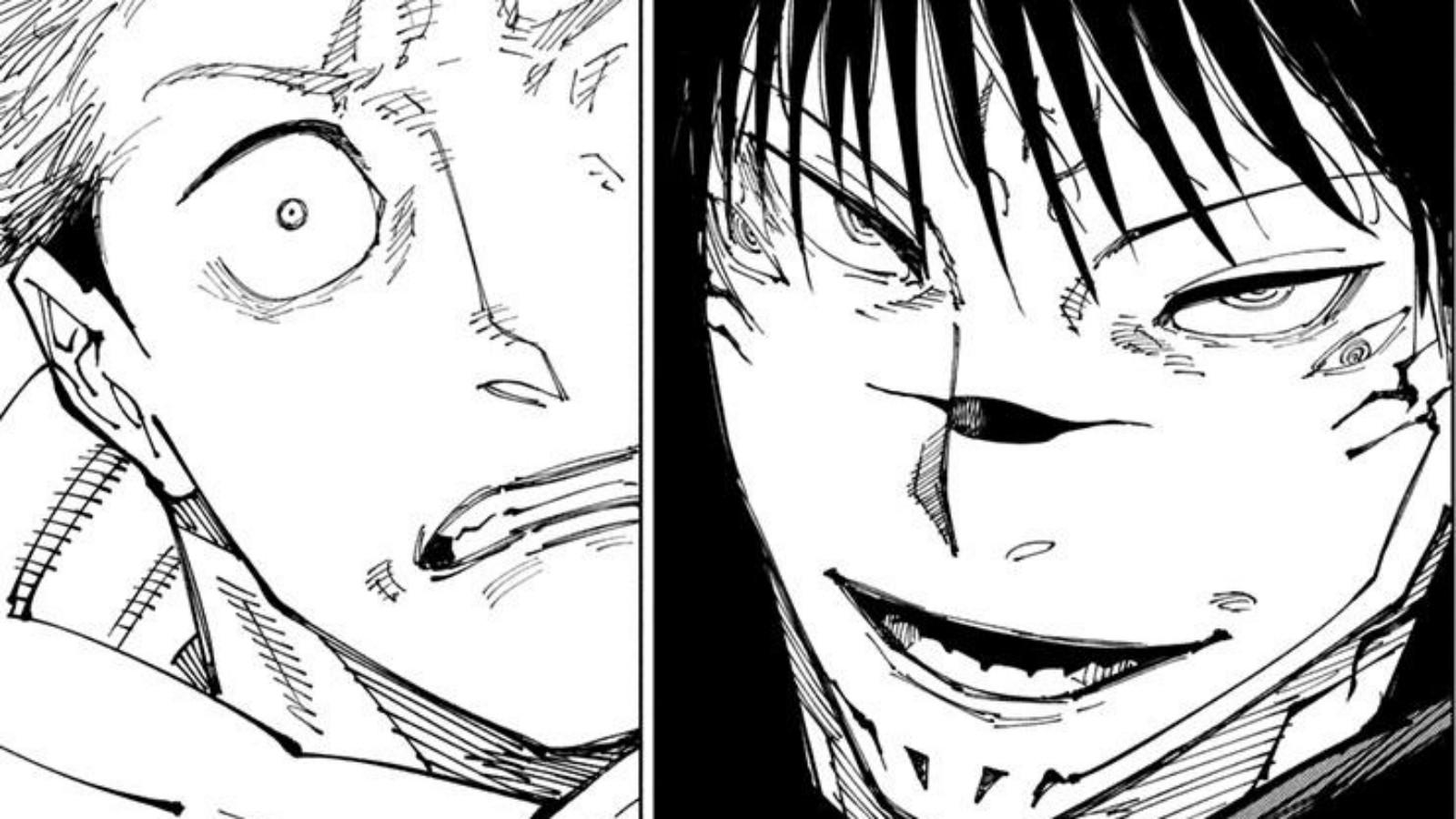 Yuji and Sukuna in Megumi's body in Jujutsu Kaisen